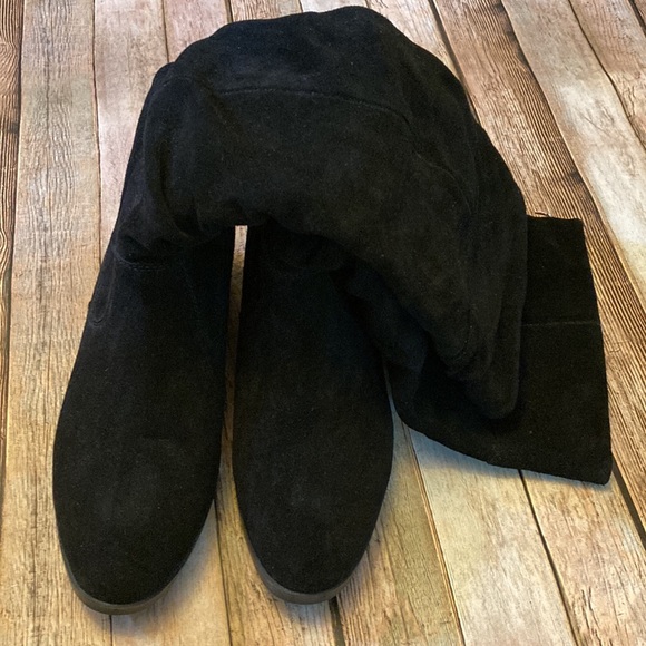 Cougar * Carla 11M black suede upper leather slouch boot pull on 1”- 2” heel - Picture 4 of 8